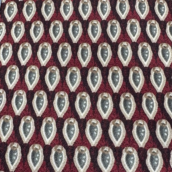 Stonehenge Necktie Red 100% Silk Geometric Green Paisley Print Handmade - Picture 3 of 8